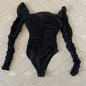 Princess Polly Black Ruched Bodysuit